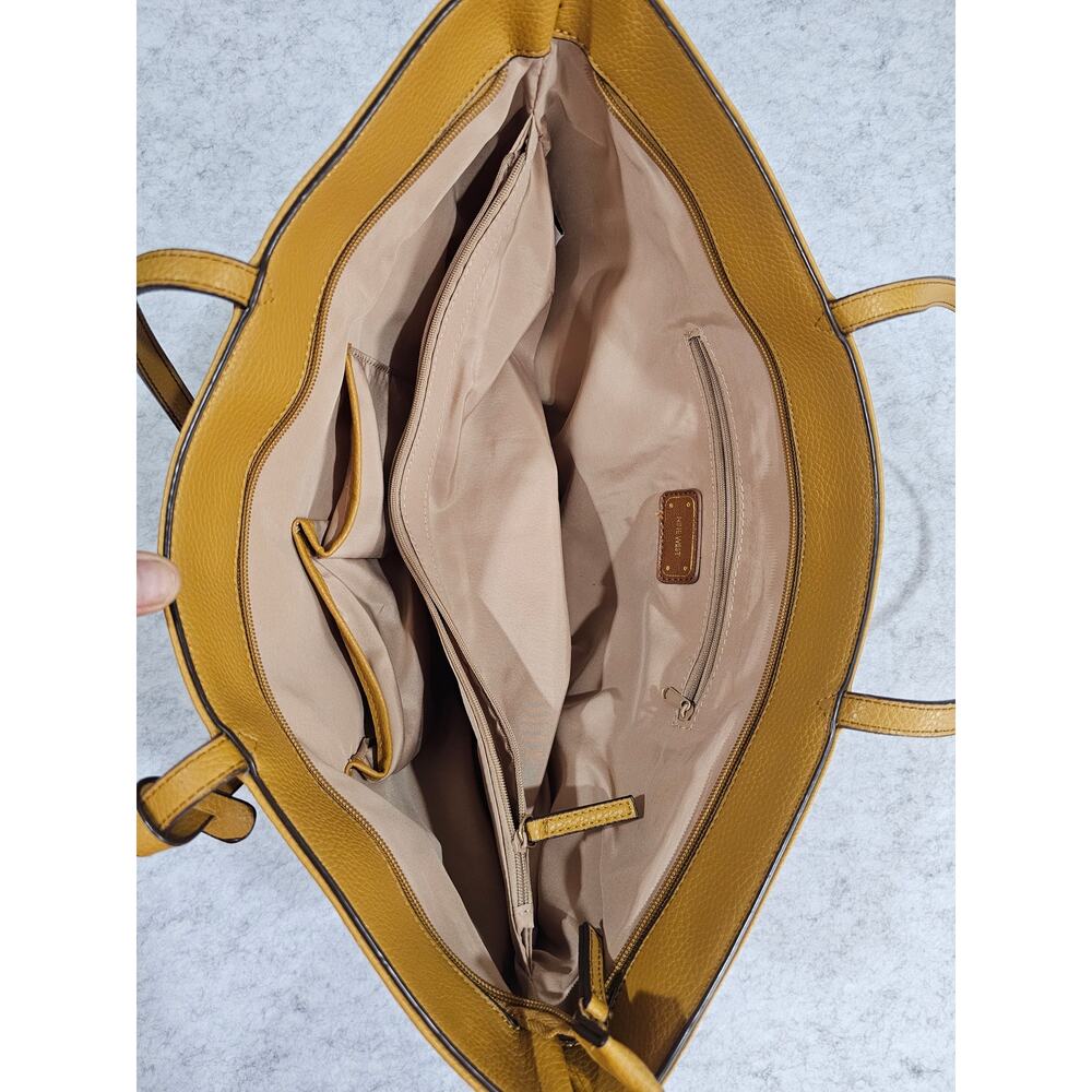 Nine West Yellow Shoulder Bag, 9W logo Charm, Spring Style, Stud Accents, Large - Picture 8 of 12